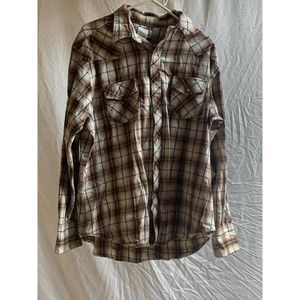 Tan/Cream XL Wrangler Flannel Shirt Mens Fall